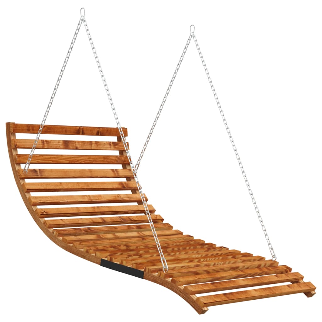 vidaXL Swing Bed with Canopy Solid Wood Spruce with Teak Finish 3