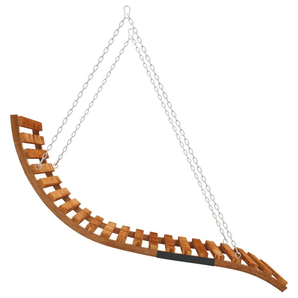 vidaXL Swing Bed with Canopy Solid Wood Spruce with Teak Finish 6