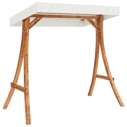 vidaXL Swing Bench with Canopy Solid Wood Spruce with Teak Finish 4
