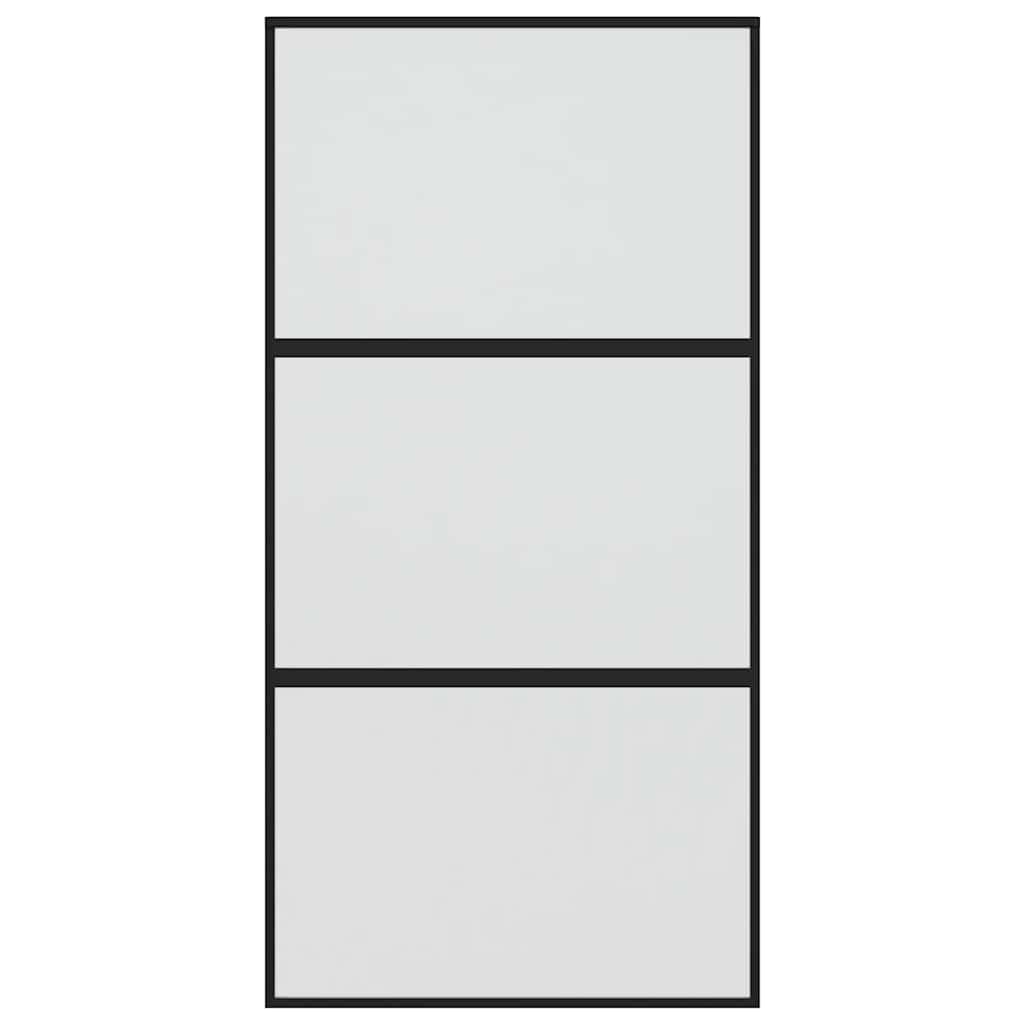 Sliding Door 102.5x205 cm Clear ESG Glass and Aluminium Black and matt 2 horizontal bars
