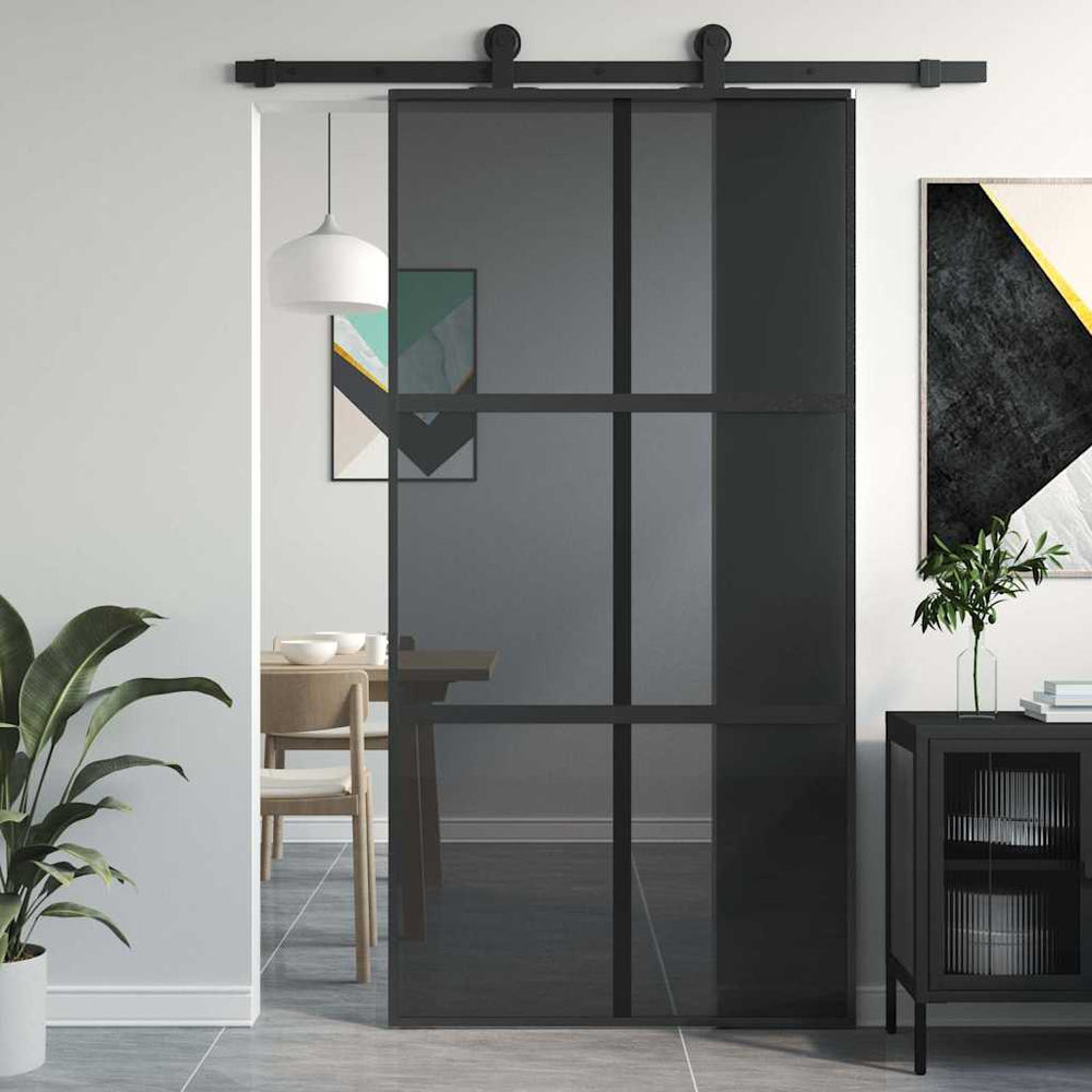 vidaXL Sliding Door 102.5x205 cm Clear ESG Glass and Aluminium