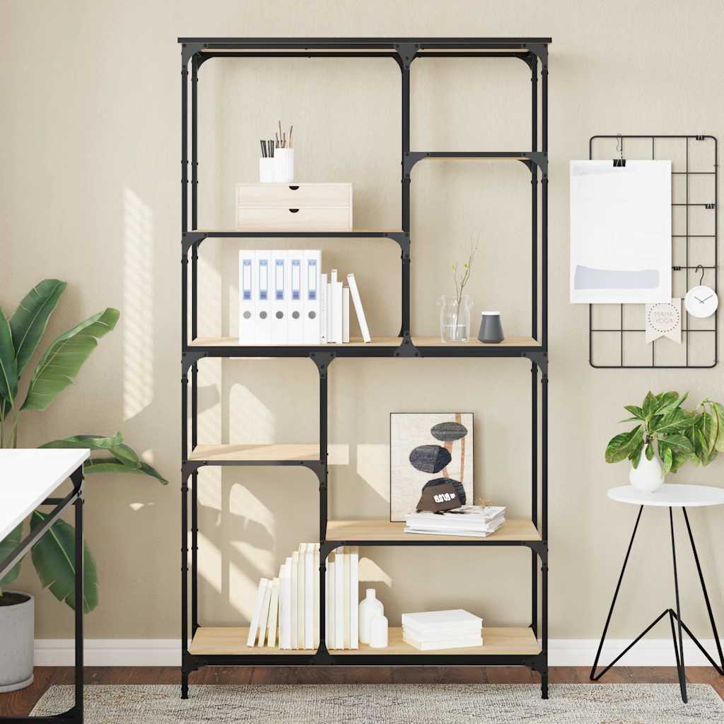 Bookshelf 99x35.5x176 cm Engineered Wood and Steel Sonoma oak