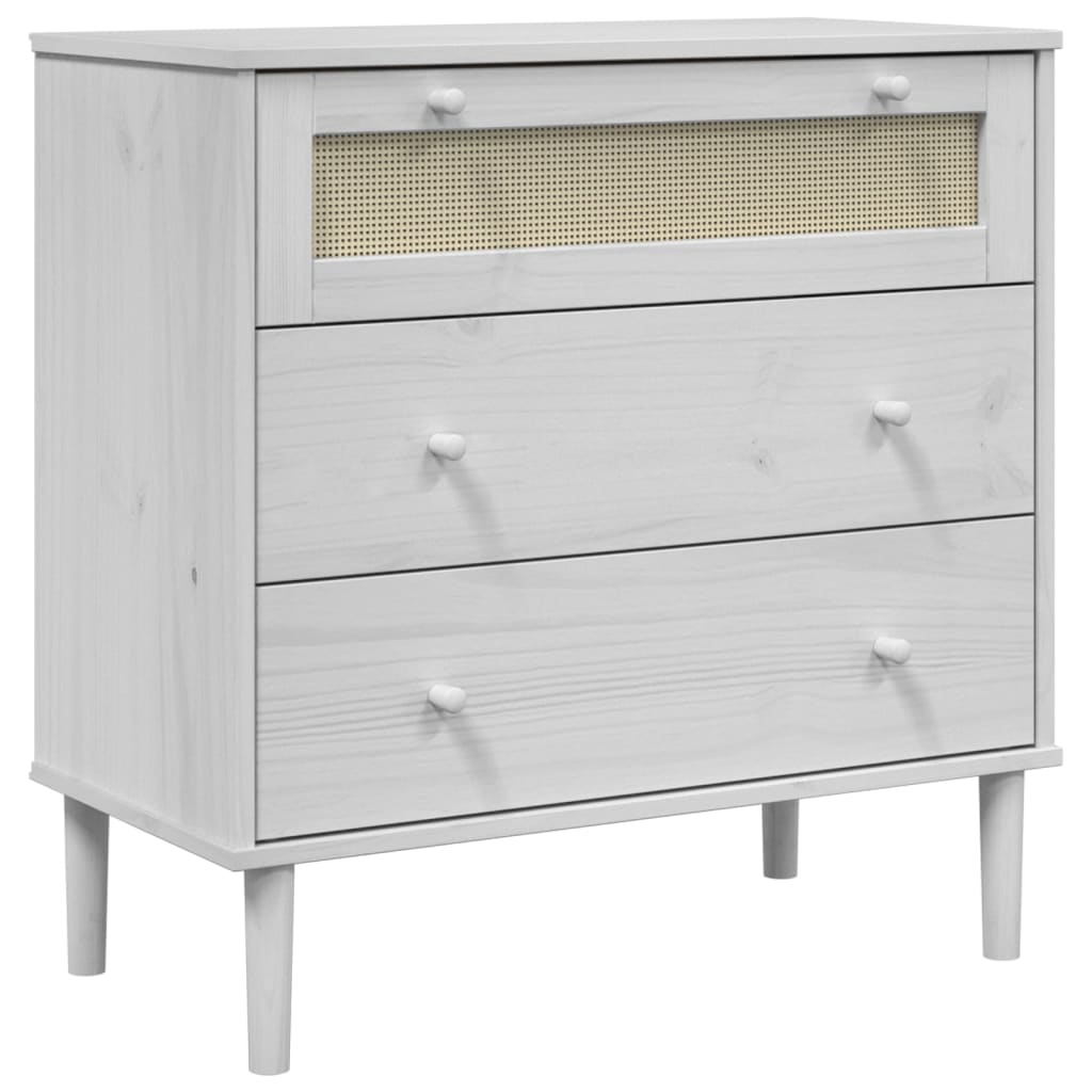 Drawer Cabinet "SENJA" Rattan Look 80x40x80 cm White