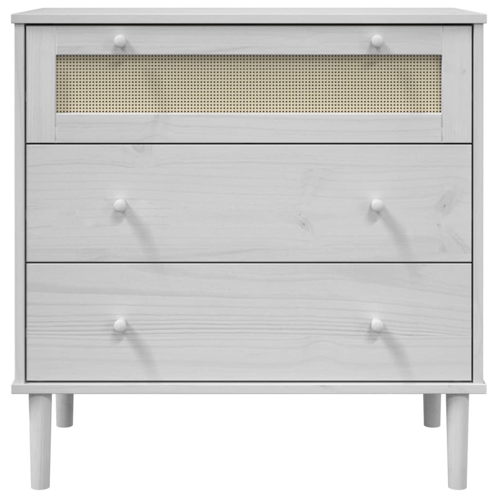 Drawer Cabinet "SENJA" Rattan Look 80x40x80 cm White