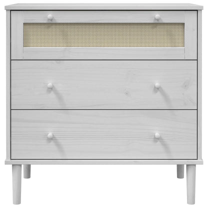 Drawer Cabinet "SENJA" Rattan Look 80x40x80 cm White
