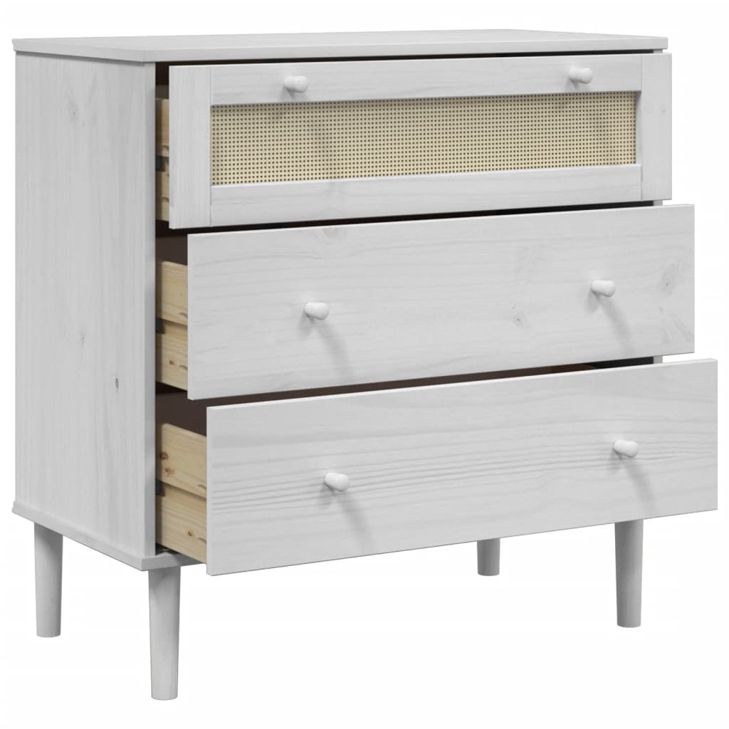 Drawer Cabinet "SENJA" Rattan Look 80x40x80 cm White