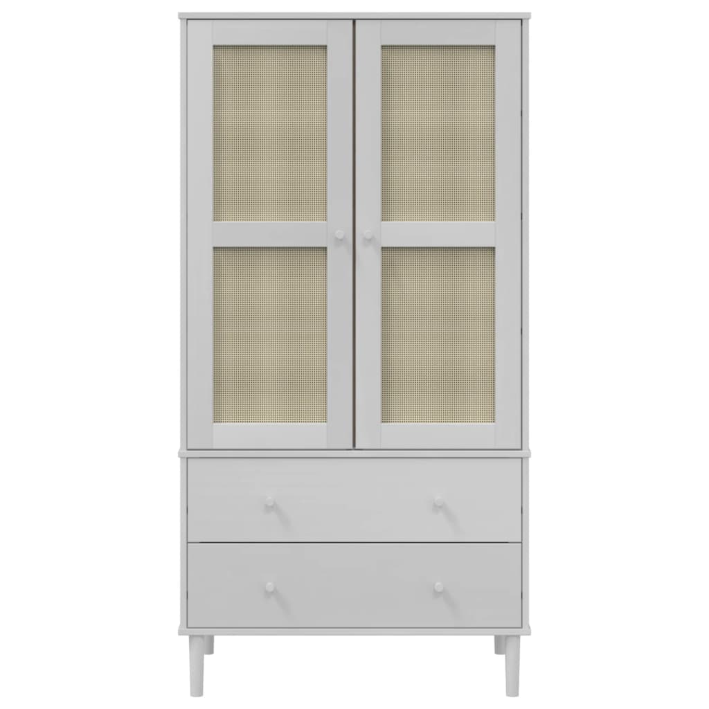vidaXL Wardrobe "SENJA" Rattan Look White 90x55x175 cm Solid Wood Pine 4