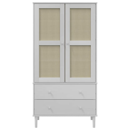 Wardrobe "SENJA" Rattan Look 90x55x175 cm Solid Wood Pine White