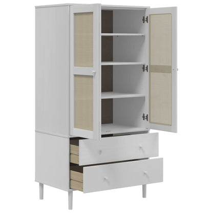 vidaXL Wardrobe "SENJA" Rattan Look White 90x55x175 cm Solid Wood Pine 5