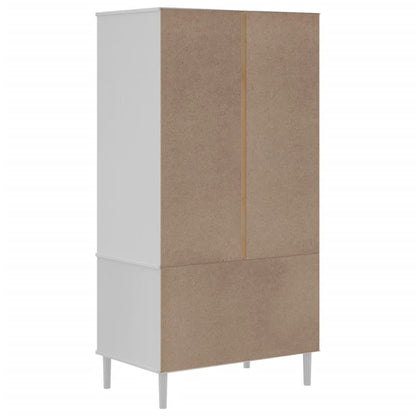 Wardrobe "SENJA" Rattan Look 90x55x175 cm Solid Wood Pine White