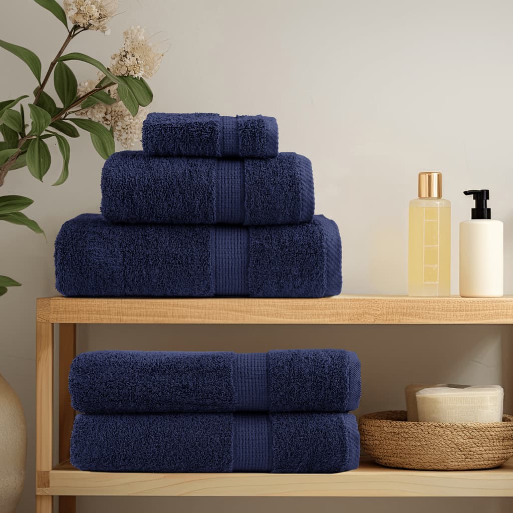 8 Piece Premium Towel Set SOLUND 600 gsm Navy blue