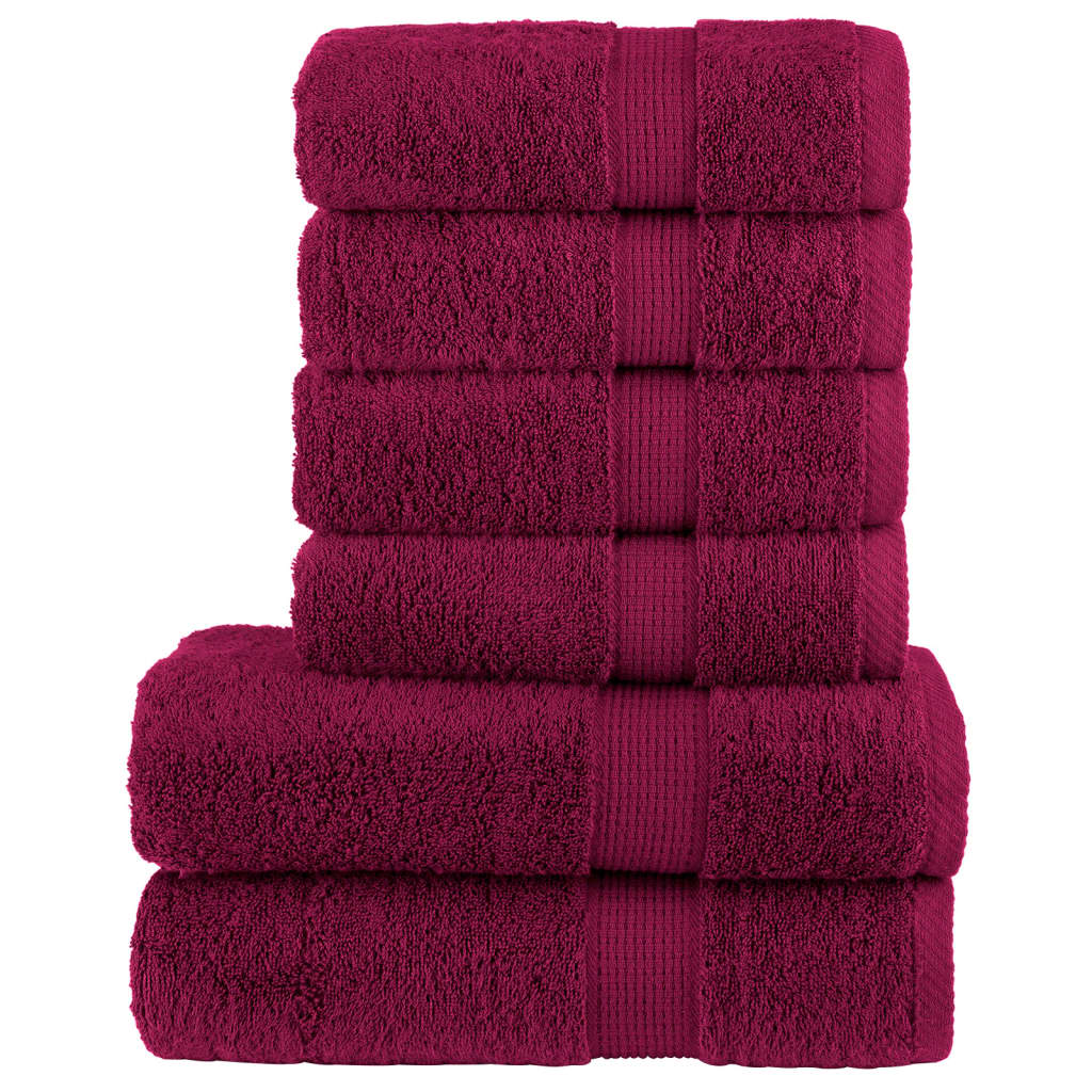 6 Piece Premium Towel Set SOLUND 600 gsm Bordeaux