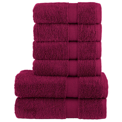 6 Piece Premium Towel Set SOLUND 600 gsm Bordeaux