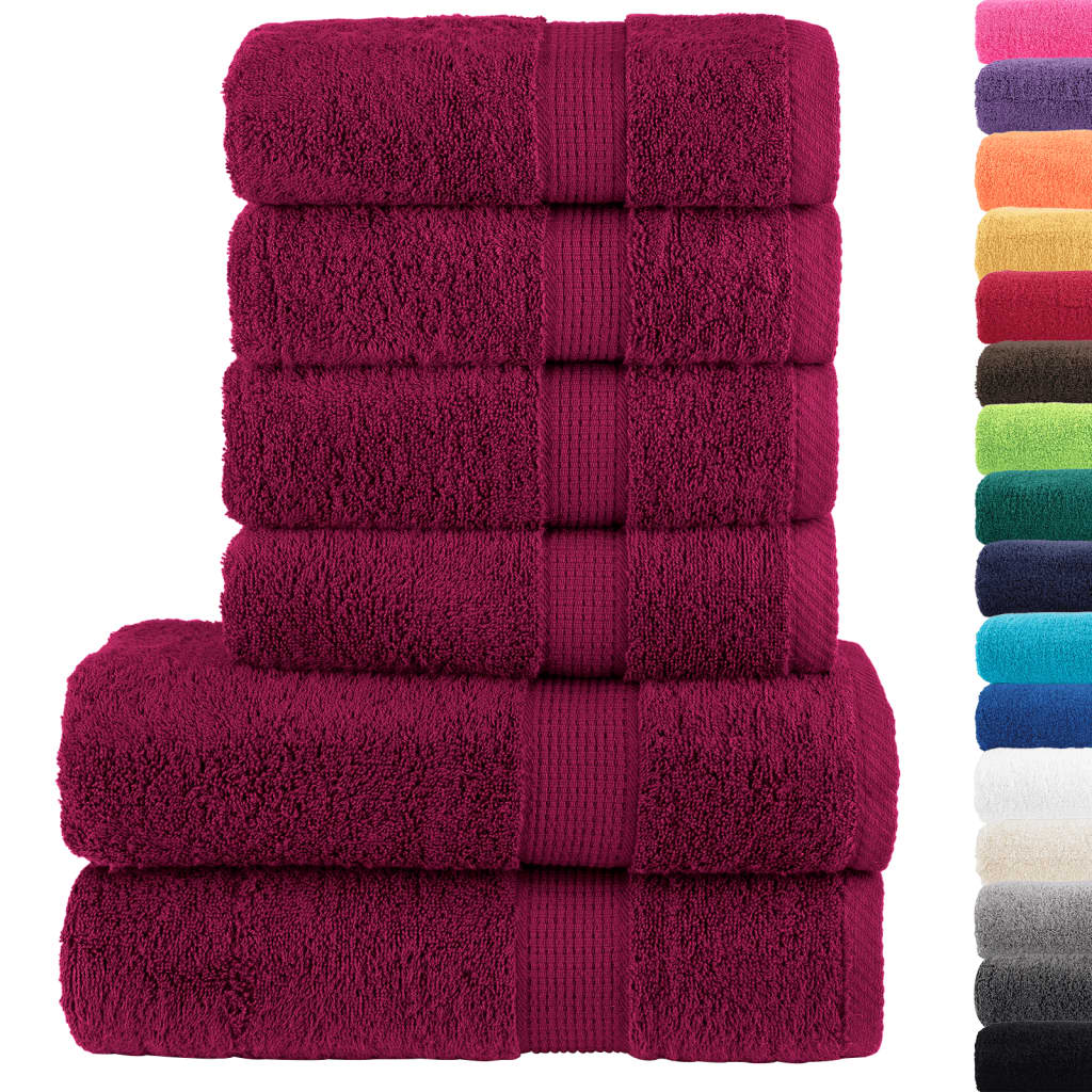 6 Piece Premium Towel Set SOLUND 600 gsm Bordeaux
