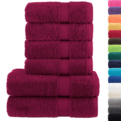 6 Piece Premium Towel Set SOLUND 600 gsm Bordeaux