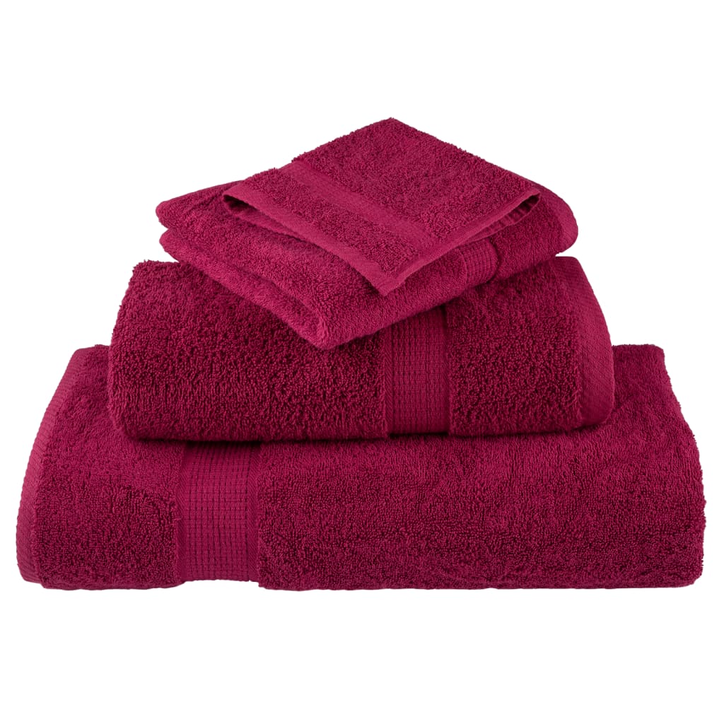 6 Piece Premium Towel Set SOLUND 600 gsm Bordeaux
