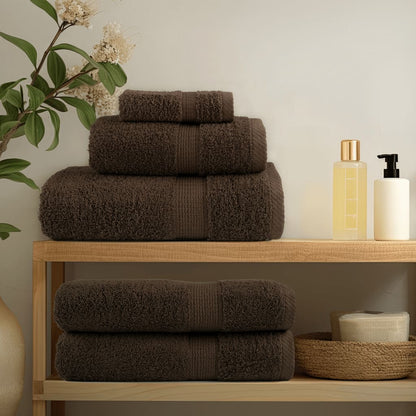 6 Piece Premium Towel Set SOLUND 600 gsm Brown