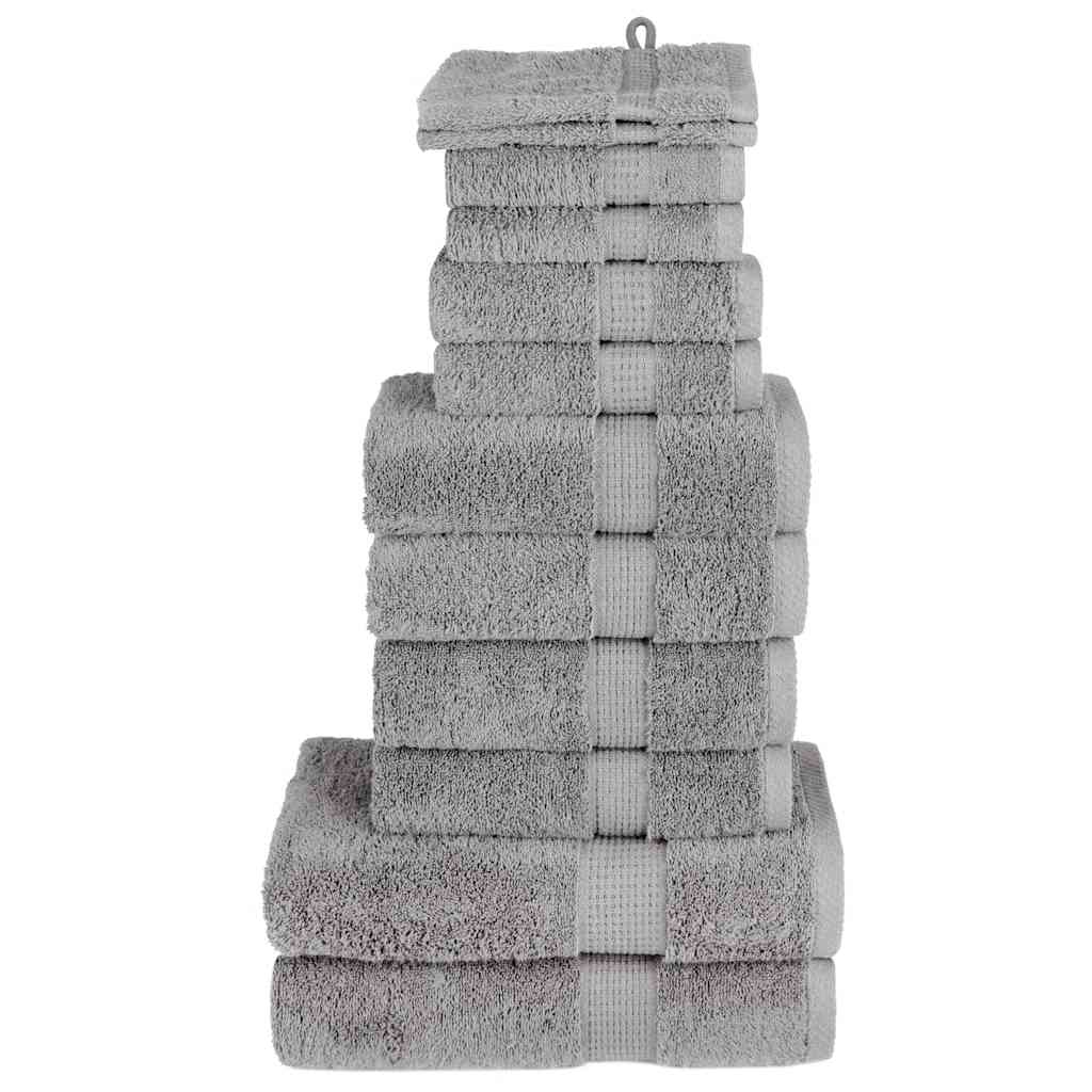12 Piece Premium Towel Set SOLUND 600 gsm Grey
