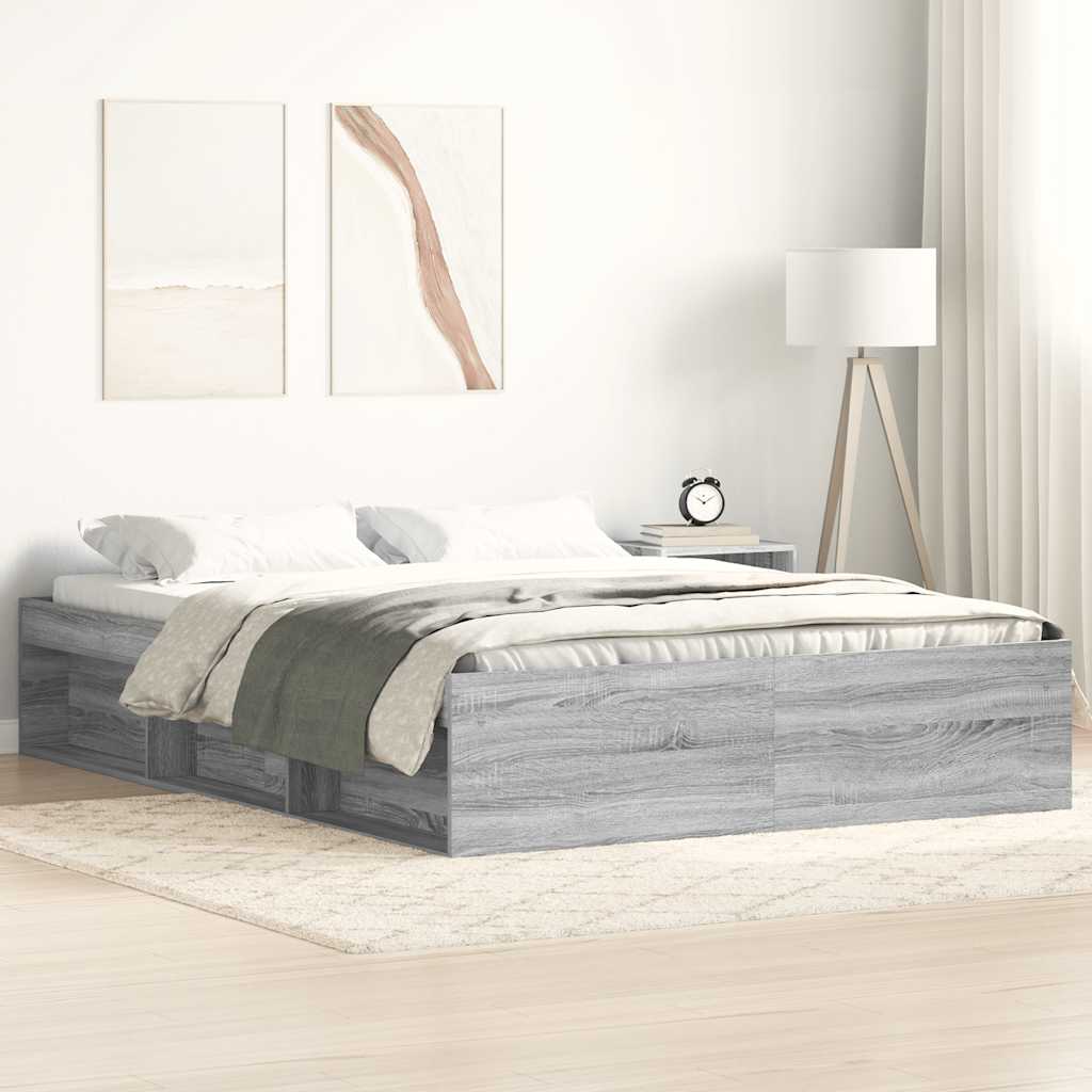 Bed Frame without Mattress 150x200 cm King Size Grey sonoma