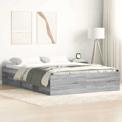 Bed Frame without Mattress 150x200 cm King Size Grey sonoma