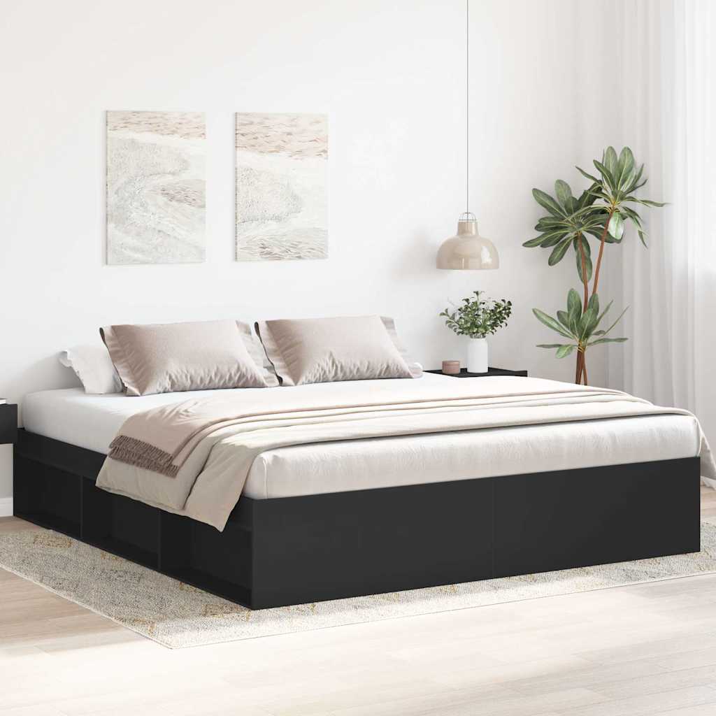 Bed Frame without Mattress 200x200 cm Black
