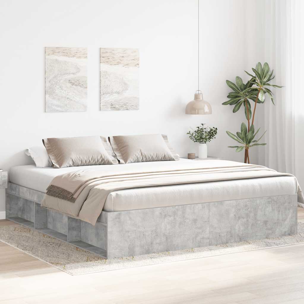 Bed Frame without Mattress 200x200 cm Concrete grey