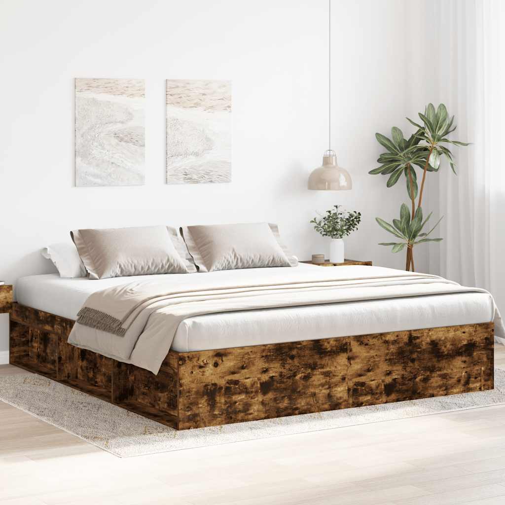 Bed Frame without Mattress 200x200 cm Smoked oak