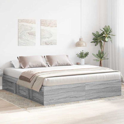 Bed Frame without Mattress 200x200 cm Grey sonoma