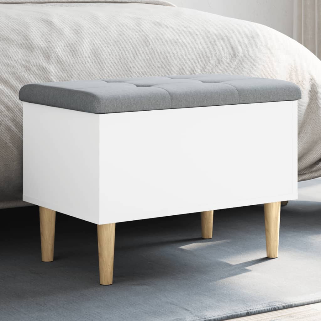 Storage Bench with Cushion White 62 x 42 x 46 cm