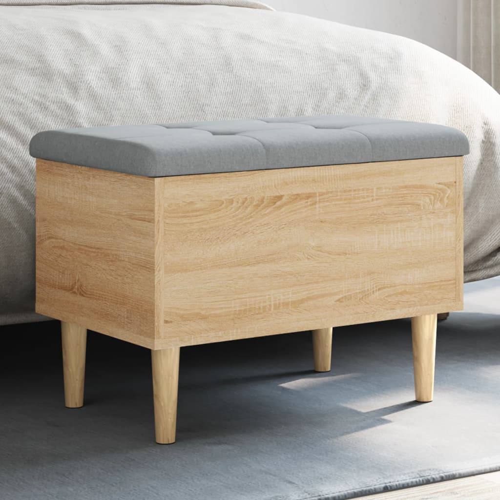 Storage Bench with Cushion Sonoma oak 62 x 42 x 46 cm