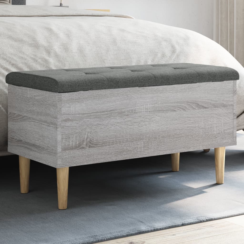 Storage Bench with Cushion Grey sonoma 82 x 42 x 46 cm