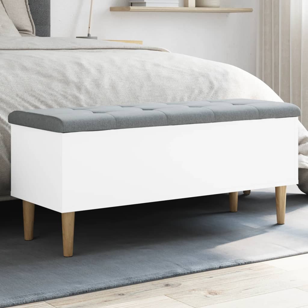 Storage Bench with Cushion White 102 x 42 x 46 cm