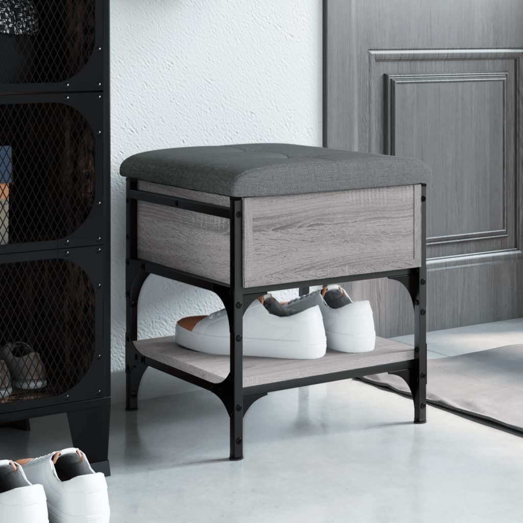 Shoe Bench Engineered Wood Grey sonoma 42 x 42 x 45 cm