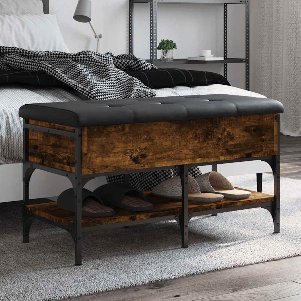 Shoe Bench Engineered Wood Smoked oak 82 x 42 x 45 cm