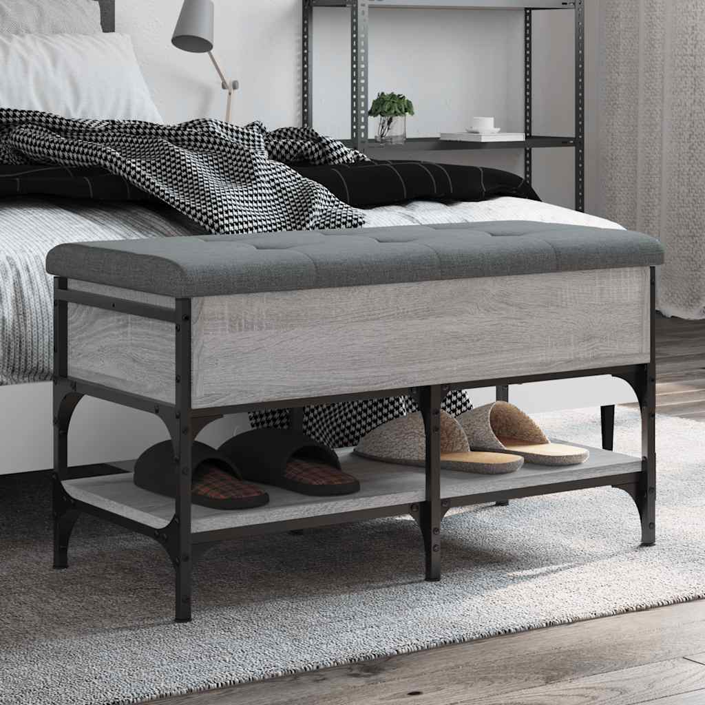 Shoe Bench Engineered Wood Grey sonoma 82 x 42 x 45 cm