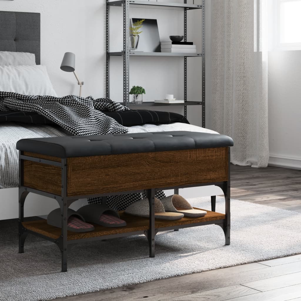 Shoe Bench Engineered Wood Brown oak 82 x 42 x 45 cm