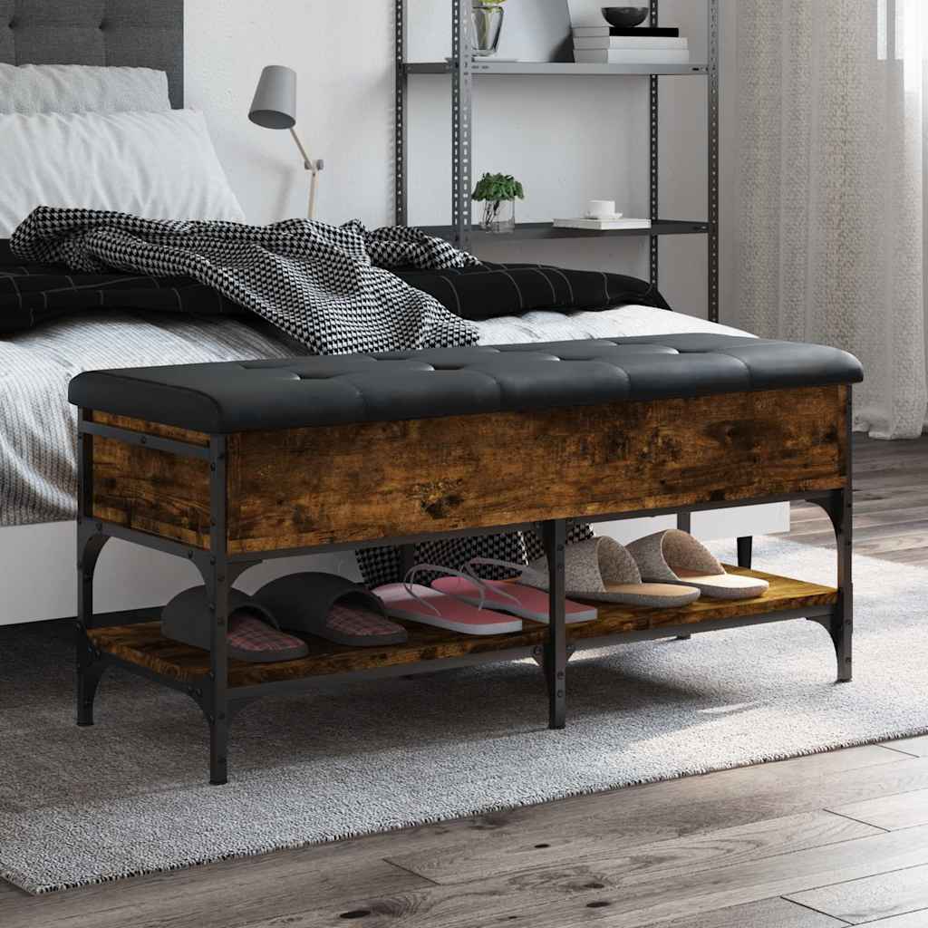 Shoe Bench Engineered Wood Smoked oak 102 x 42 x 45 cm