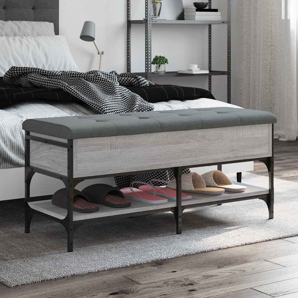 Shoe Bench Engineered Wood Grey sonoma 102 x 42 x 45 cm