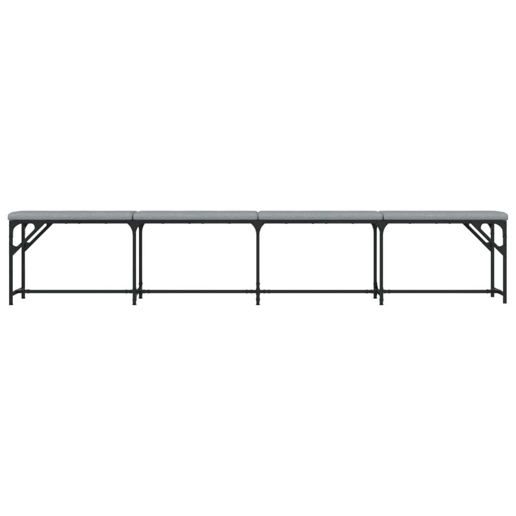 Dining Bench Steel and Fabric Light grey