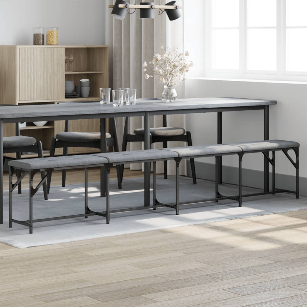 Dining Bench Steel and Fabric Light grey