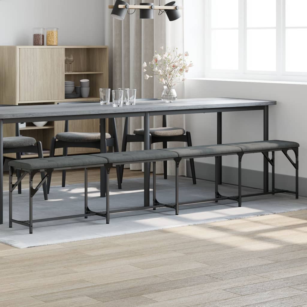 Dining Bench Steel and Fabric Dark grey