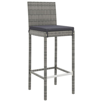 vidaXL 9 Piece Garden Bar Set with Cushions Grey Poly Rattan 5
