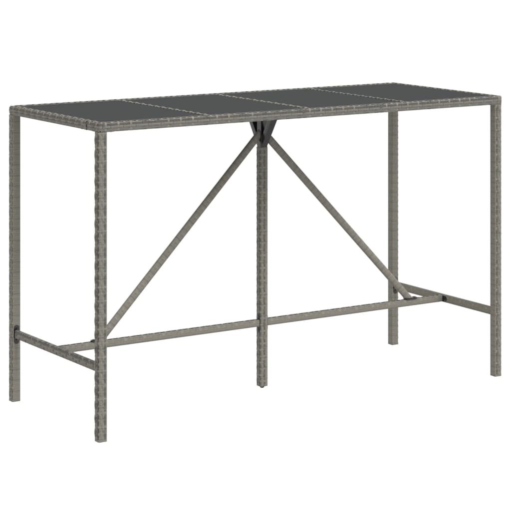 vidaXL 9 Piece Garden Bar Set with Cushions Grey Poly Rattan 6