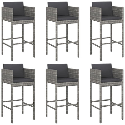 vidaXL 7 Piece Garden Bar Set with Cushions Grey Poly Rattan 3