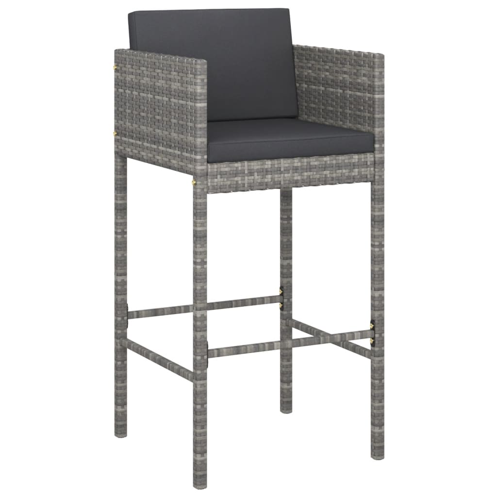 vidaXL 7 Piece Garden Bar Set with Cushions Grey Poly Rattan 4
