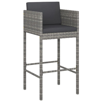 vidaXL 7 Piece Garden Bar Set with Cushions Grey Poly Rattan 4