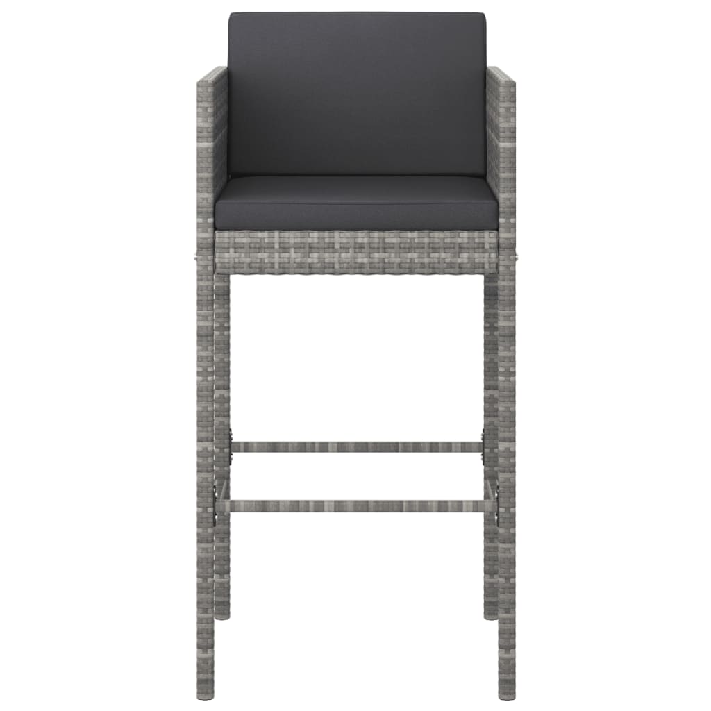 vidaXL 7 Piece Garden Bar Set with Cushions Grey Poly Rattan 5