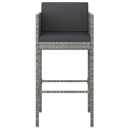 vidaXL 7 Piece Garden Bar Set with Cushions Grey Poly Rattan 5