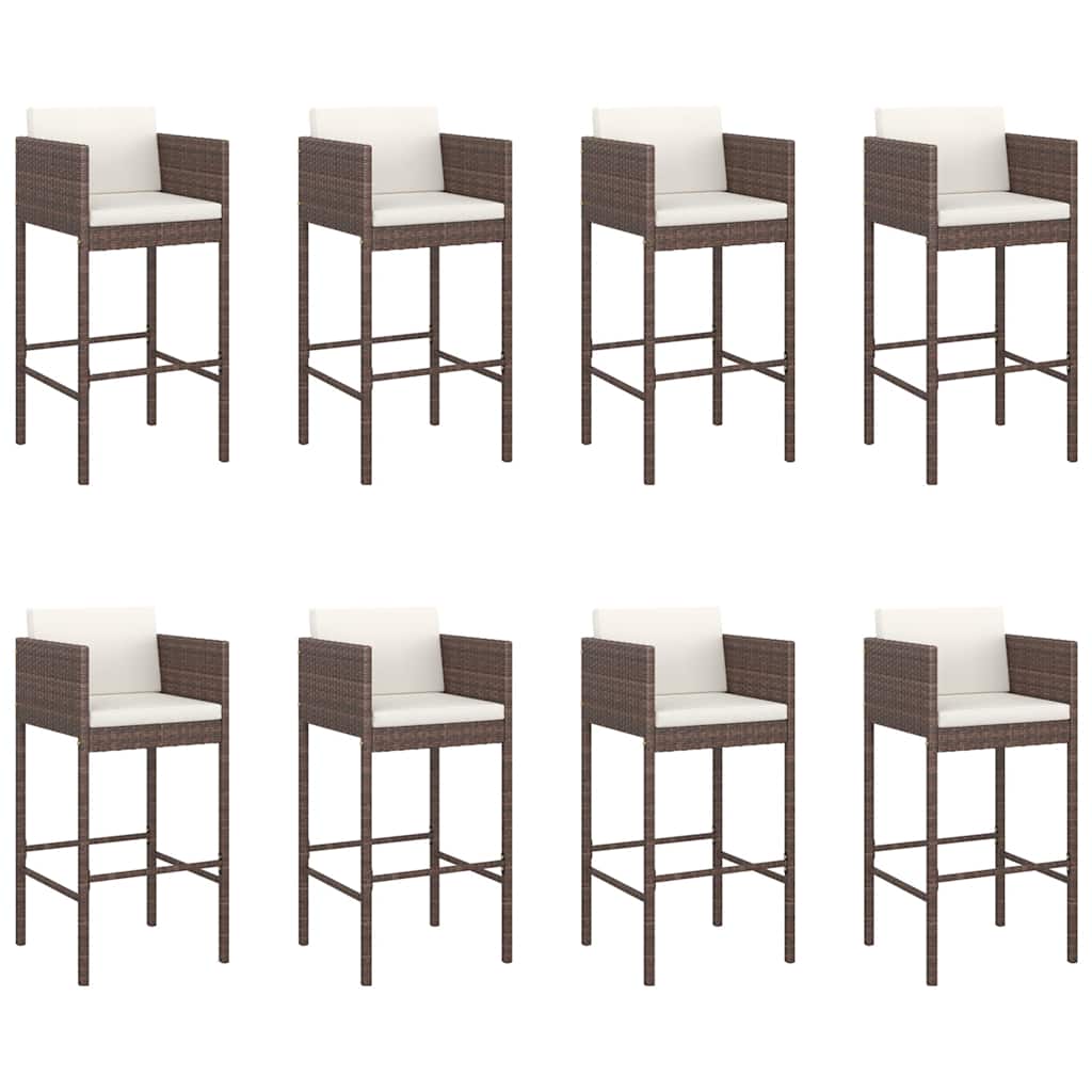 vidaXL 9 Piece Garden Bar Set with Cushions Brown Poly Rattan 3