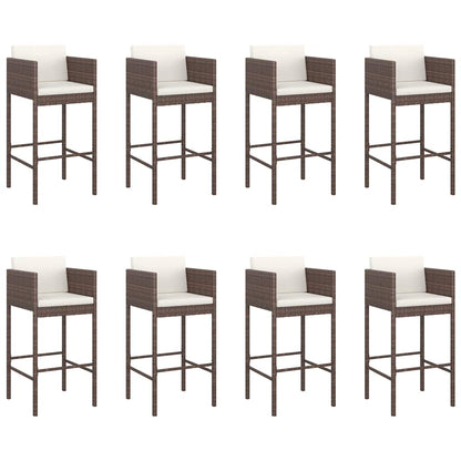 vidaXL 9 Piece Garden Bar Set with Cushions Brown Poly Rattan 3